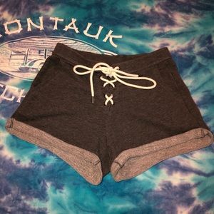 Dark Gray Lace Up Shorts from Aerie!